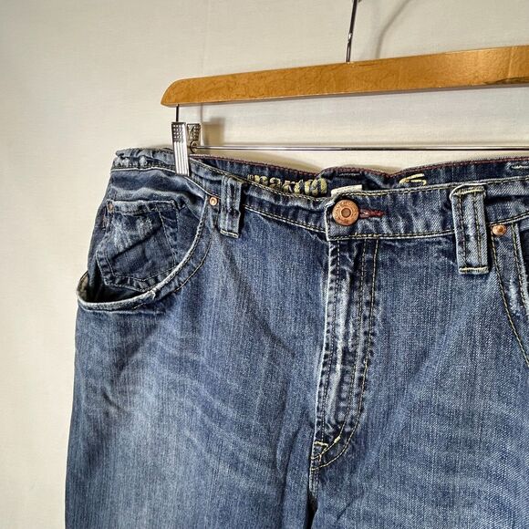 Silver Martin Fit Blue Wash Distressed Faded Relaxed Straight Leg Jeans 44X34 - Picture 4 of 15